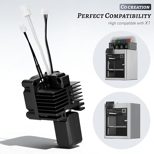 X1, X1C Hotend Complete Kit, Complete Assembly for Bamboo Lab X1 Series 3D Printer, 0.4 mm Hardened-Steel Nozzle, Ceramic Heater, Thermistor, Fan and 3D Printers Extruder Heating Block Replacement