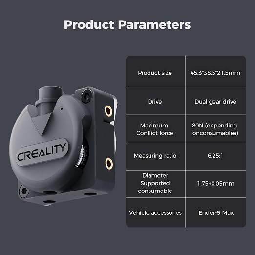 Creality Ender 5 Max Extruder, Official Ender 5 Max Extrusion Kit Direct Drive Extruder Dual Gear Smooth Feeding High Speed Printing Extruder Also for Original Version K1/K1 Max