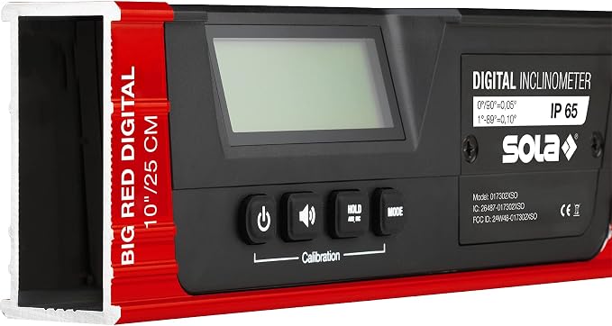 SOLA LSB10DBT Digital Level & Inclinometer with Bluetooth, Big Red, 10-inch