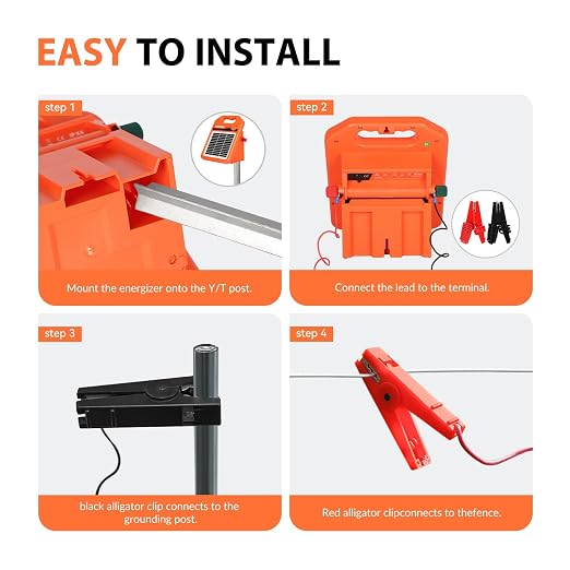 ANDMON MINI250 15 Miles Solar Electric Fence Charger, 0.25 Joule Solar Fence Charger for Livestock, Pigs, Horses, Cattle Sheep, Solar Powered Electric Fence with Day or Night Mode, Easy Installation