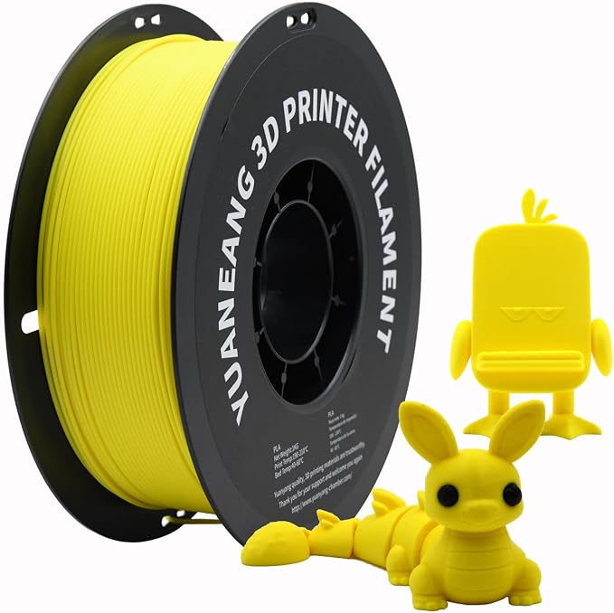 PLA 3D Printer Filament 1.75mm, 1kg Spool, ±0.03mm Dimensional Accuracy, Low-Warp & Easy Printing, Ideal for Prototypes, Models,Yellow
