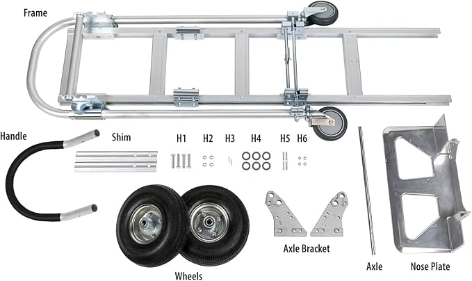 Vergo Industrial Convertible Hand Truck - AS7B Heavy Duty Aluminum 2 in 1 Dolly (800 lb Capacity) Lightweight Reinforced Frame, Ergonomic Handle, Superior Mobility Moving Dolly (2 Positions, 63" High)