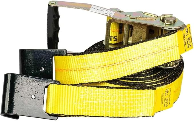 Mytee Products (4 Pack) 2 inch x 27' Heavy Duty Tie-Down Ratchet Straps w/Flat Hook - 10,000 lbs Breaking Strength - Wide Handle Flat Hook Ratchet Straps for Cargo, Flatbed Trailers, Pickup Trucks