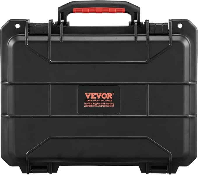 VEVOR Weatherproof Hard Case, Heavy Duty Protective Dry Box with Pre-cut Foam, Retractable Pull Handles for Travel, Hunting, Military, Tactical, IP67 Waterproof Case for Cameras(14.96x11.81x5.51)