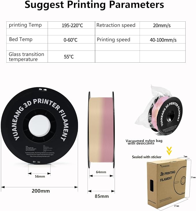 Matte Rainbow 3D Printer Filament, Dimensional Accuracy +/- 0.02 mm, 1 kg Spool(2.2lbs), 1.75 mm PLA,Matte Joyful