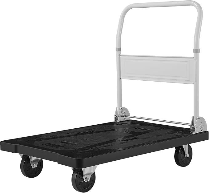 VEVOR Foldable Push Cart Dolly, 660 lbs Capacity, Folding Platform Truck with Swivel Wheels, Moving Platform Hand Truck Flatbed Cart, Space Saving Push Handle, for Easy Storage, 35.2 x 23.4 x 33.5 in