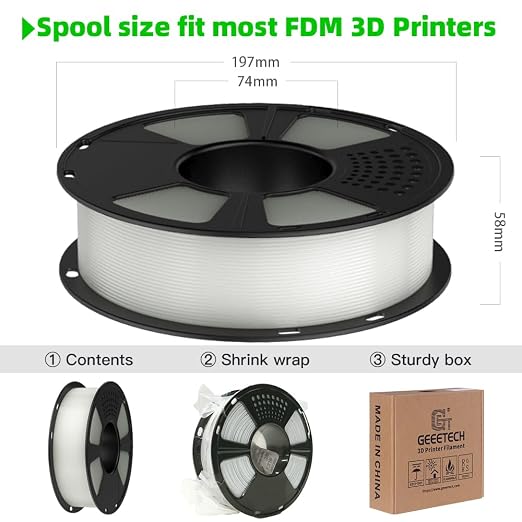 Geeetech Luminous PLA 3D Printer Filament, Glow in The Dark Blue, 1.75mm(±0.02 mm), 1kg, Amazing Brightness and Long Time Light, Fit Most FDM 3D Printer