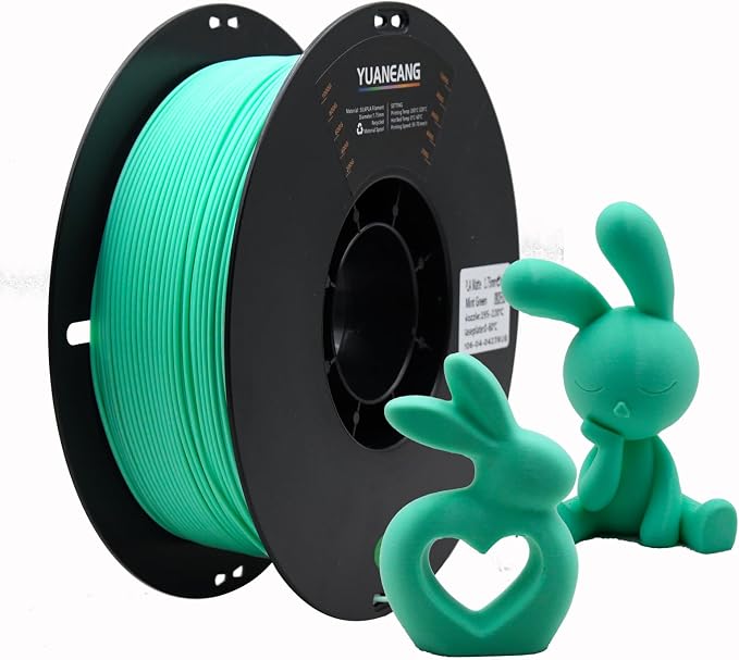 Matte 3D Printer Filament, Dimensional Accuracy +/- 0.02 mm, 1 kg Spool(2.2lbs), 1.75 mm PLA,Matte Mint Green