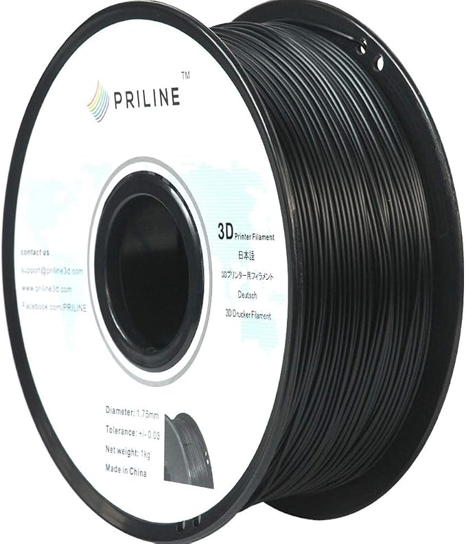 Polycarbonate Filament, Priine PC 1kg 1.75mm 3D Printer Filament, Dimensional Accuracy +/- 0.03 mm, Black