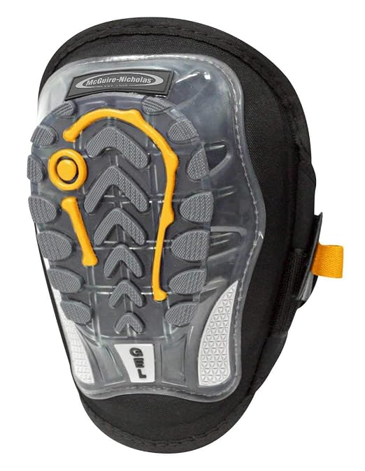 McGuire-Nicholas Stabilizer Shock Absorbing Heavy Duty Gel Foam Protective Knee Pads, Work Knee Pads for flooring, construction, working, gardening, and cleaning., clear,yellow,black