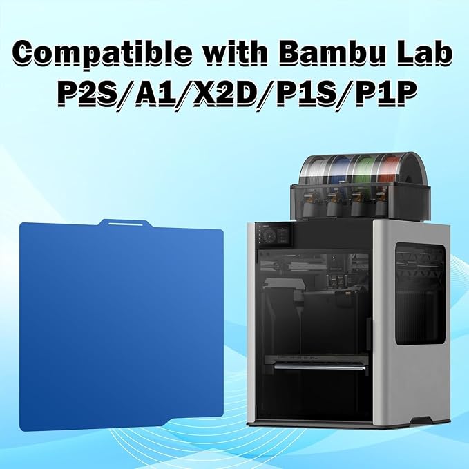 for P2S/X2D/P1S/P1P/X1/X1C/X1E/A1 Cool Build Plate No Heating No Glue 257.5x257.5mm, 3D Printer Smooth Cold PEI Double Sided Platform Surface Sheet Platform Flexible Removable Heated Bed 3D Print Mat