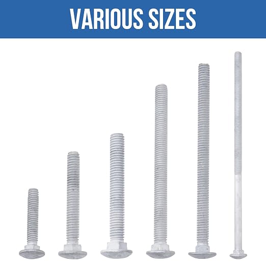 1/2" x 9" Carriage Bolts (25 PCS), Hot Dip Galvanized, Heavy Duty Round Head with Washers and Nuts