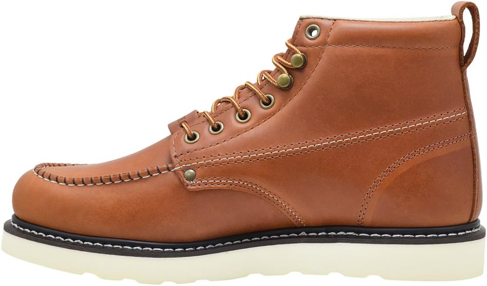 Golden Fox Steel Toe Work Boots Men's 6" Moc Toe Wedge Comfortable Boots for Construction