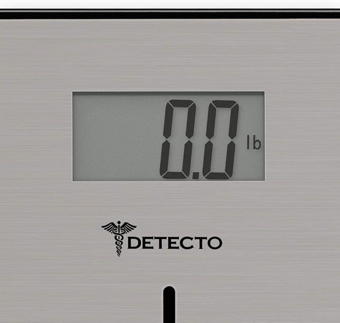 Detecto D133 Deluxe Modern Stainless Steel Body Weight Bathroom Scale, Digital LCD Display, 400lb Capacity