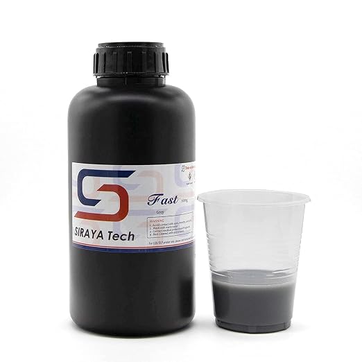 Siraya Tech Fast ABS-Like 3D Printer Resin 405nm UV-Curing Non-Brittle High Precision 3D Printing Liquid Standard Photopolymer Resin for LCD DLP 3D Printing(Grey, 1kg)