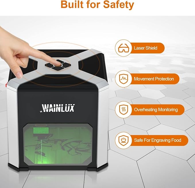 Laser Engraver WAINLUX K6 Pro, 3000mW Laser Engraving Machine, 0.05mm Accuracy, BT Connection Portable Mini Laser Cutter Engraver Tool for Wood Vinyl Leather Glass, DIY Art, Logo Design,Laser class4