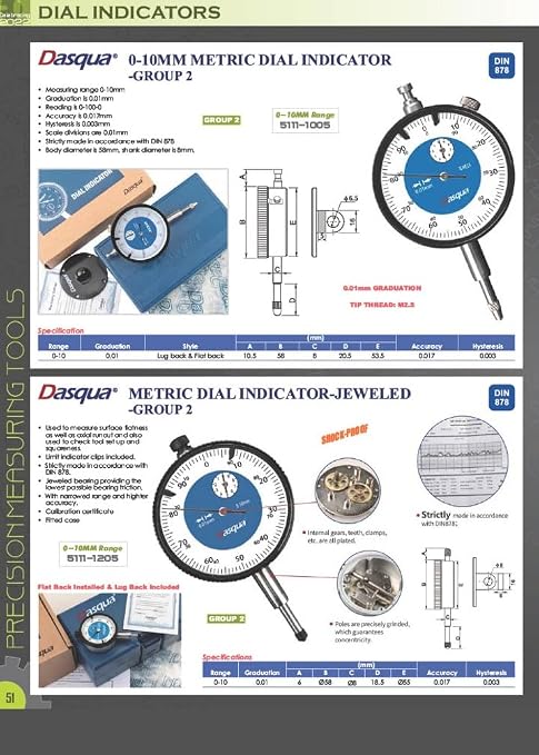 HHIP 4400-0012 Pro Series AGD Group 2" Dial Indicator, .001" Graduation, 0-100 Reading, 0-1" Range