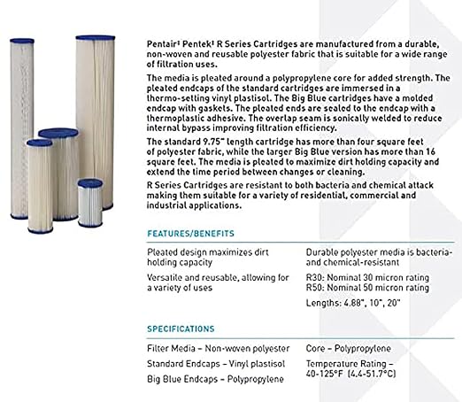 Pentair Pentek Big Blue Filter Housing and Sediment Water Filter Bundle | R50-BB