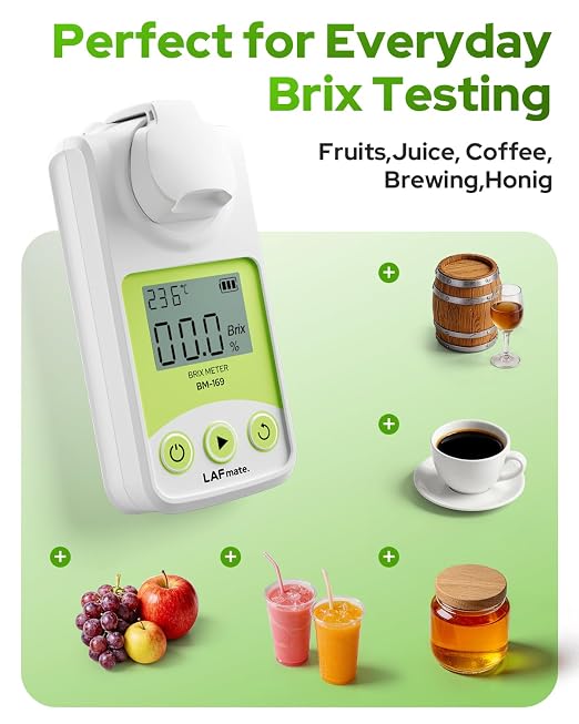 Digital Brix Refractometer 0-95% LAFMATE Brix Mater for Honey Maple Syrup, Sugar Refractometer with ATC for Winemaking Homebrewing