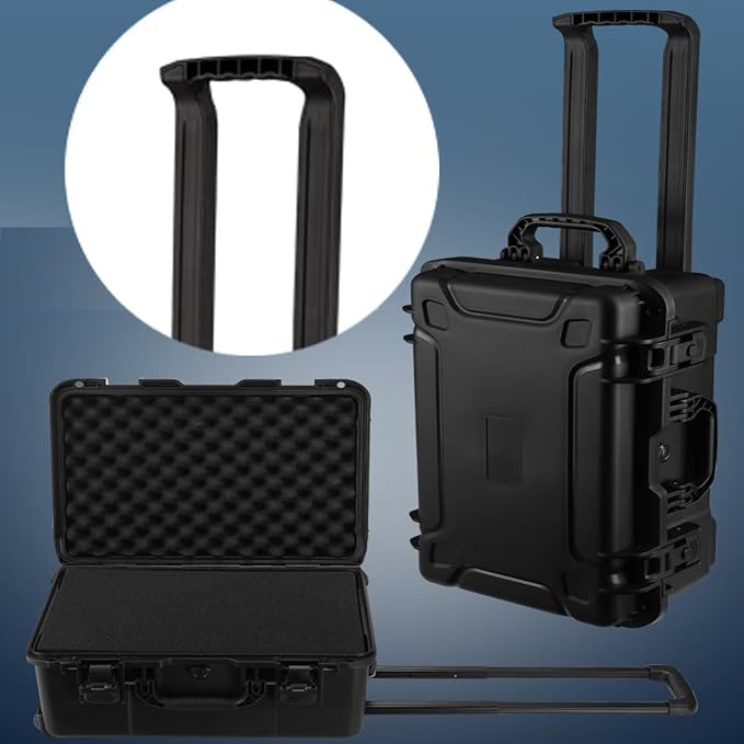 22" L x 14" W x 9" H Large Hard Case with Foam, Portable Rolling Hard Case with Wheels, Waterproof Shockproof Dustproof, Suitable for Cameras, Lenses, Camcorder, Instrument, Telescopes