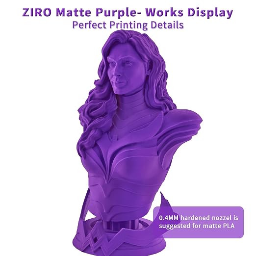 ZIRO Matte PLA Filament 1.75mm, Pure Color No-Shine 3D Printer Filament, High Toughness 3D Printing Material, Dimensional Accuracy +/- 0.03mm, Military Purple (Matte)