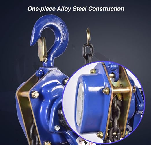 Hand Chain Hoist 1 Ton 10ft Chain Block and Tackle Pulley System, 6mm Chain Come Along Winch Heavy Duty Block Chain Fall Hoist, G80 Chain Lever Hoist Garage Chain Lift