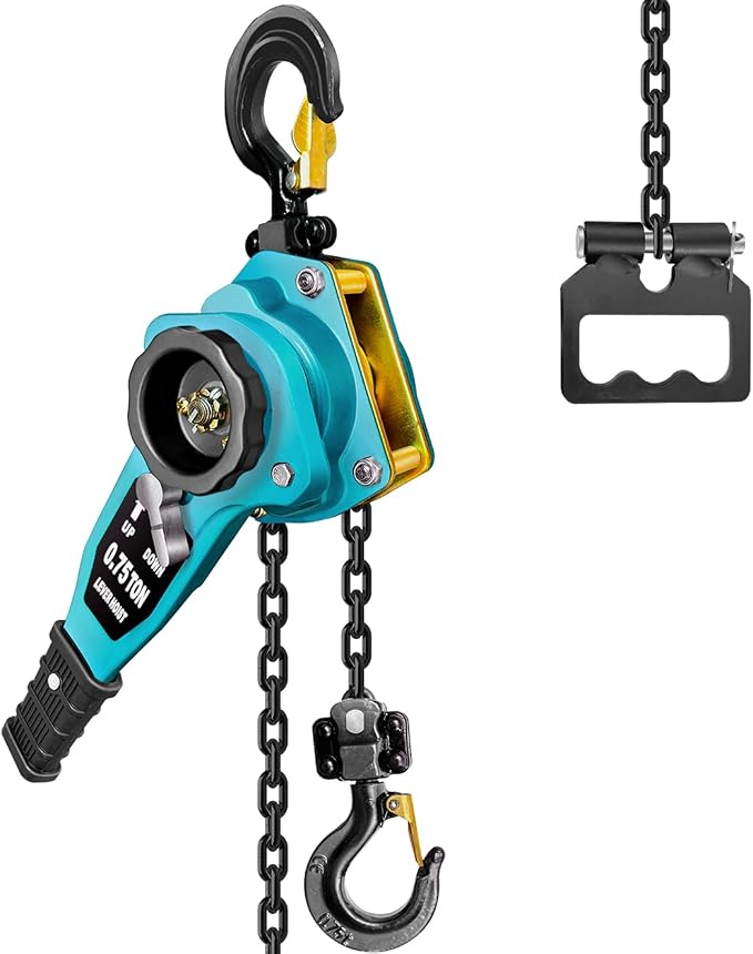 Chain Puller Hoist 3/4 Ton 1650 lbs Manual Lever Chain Hoist 10FT Come Along |2 Heavy Duty Hooks G80 chain| Industrial Grade Steel Construction (10FT)