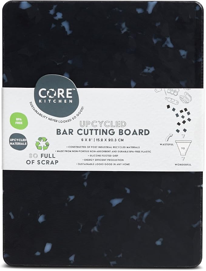 Recycled Plastic Board Bar Board with Non-Slip Footing - White Confetti on Black