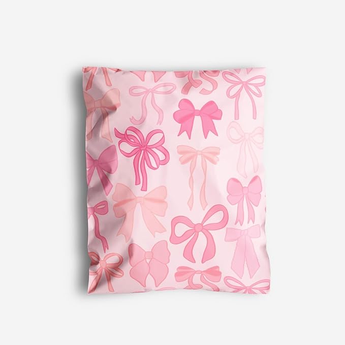 Package Mint 14x19 Poly Mailers - 100 Pack Bows Print Design - Waterproof and Tear-Resistant Poly Mailer Shipping Bags with Self-Adhesive Seal - Opaque Mailing Envelopes for Clothing and Soft Goods