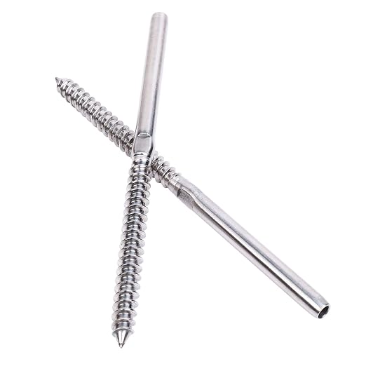 BLIKA 120 Pack T316 Stainless Steel Right&Left Handed Thread Swage Lag Screws for Wood Posts of 1/8" Deck Cable Railing Kit, 1/8" Wire Railing Kit for Decks with Wrench, DIY Wood Baluster