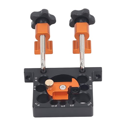 Adjustable Dowel Maker Jig Kit Electric Drill Milling Tool for Woodworking Mortise Tenon 9 Holes 8-20mm Aluminum Alloy Carbide Blade Round Rod Includes Wrench Fixing Clips Screws