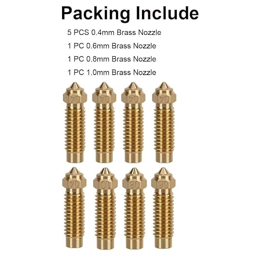 3D Printer Neptune 4 Plus/Neptune 4 Max Nozzles Kit Extruder Hotend - Included 5pcs 0.4mm+1pc 0.6mm+1pc 0.8mm+1pc 1.0mm Brass Nozzles, 2pcs 0.4mm Hardened Steel Nozzles