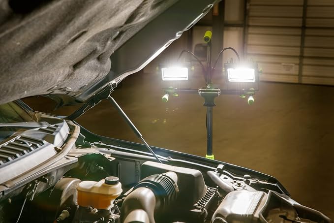 PowerSmith 8,000 Lumen Dual Head LED Work Light with All Metal 52" Telescoping Tripod Stand