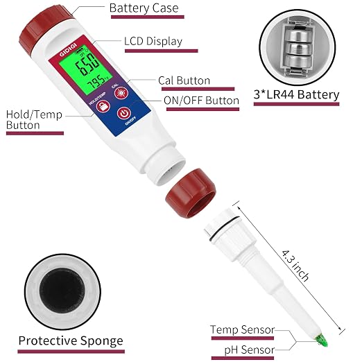 Smart pH Test Strips for Food, Digital pH Reader for Sushi Rice | Bluetooth, Accurate Canning pH Test Kits for Liquids with ATC, Professional Fermenting pH Test Pen, Spear pH Probe