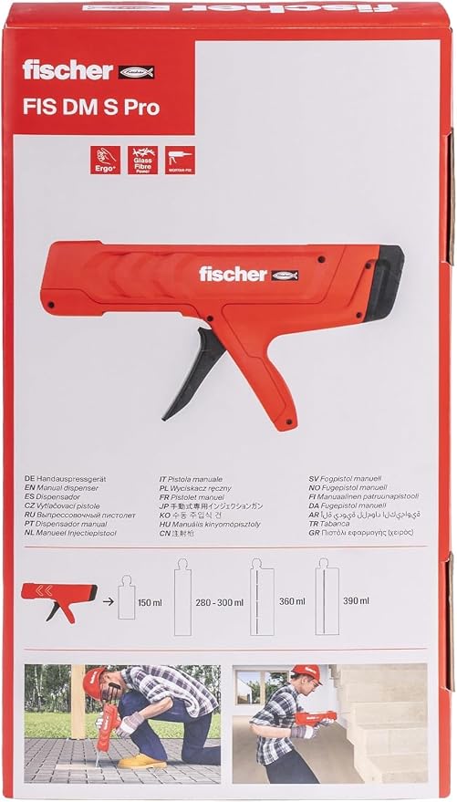 fischer Dispenser FIS DM S Pro Applicator for 2-Chamber Cartridges 5.1-13.2 oz (150-390 ml) Heavy-Duty Applicator Gun - 1 Unit