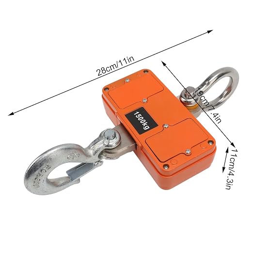 Digital Crane Scale, 1500kg 3000lb Duty Industrial Hanging Scale, with Remote Control LED Display, Remote Control Range 20m, for Measuring Weight(Orange)