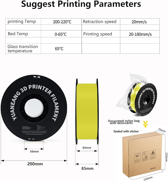 Silk Sunshine PLA 3D Printer Filament 1.75mm, 1kg Spool, High-Gloss Silk PLA in Bright Sunshine Color, Smooth Shiny Finish, 0.03mm Precision, Easy Printing, Ideal for Decorative Models