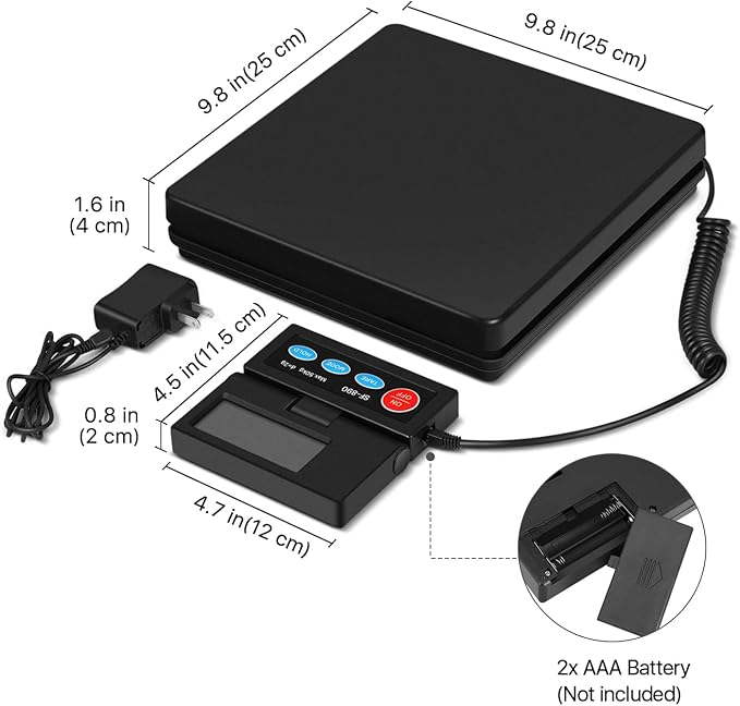 Flexzion USPS Shipping Scale for Package, Heavy-Duty Digital Shipping Postal Scale with Wall-Mounted LCD 110Lbs/50KG Max Capacity - Precision Weighing Box Scale with Tare & Hold Features