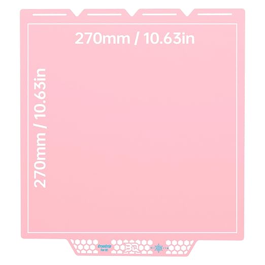 BIQU CryoGrip Pro Glacier Build Plate for Snap-Maker U1 3D Printer, Low Temperature Printing, Double-Sided Spring Steel Sheet, 276X301mm, Pink, 1 Piece