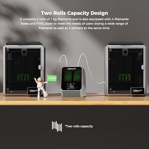 Creality Space Pi Filament Dryer Plus, 2 Spool Capacity, Double 360° Heating Dry Box, 4'' Touch Screen & Fan, 3D Printer Storage Dehydrator for 1.75/2.85/3mm Filaments, for PLA PETG ABS TPU
