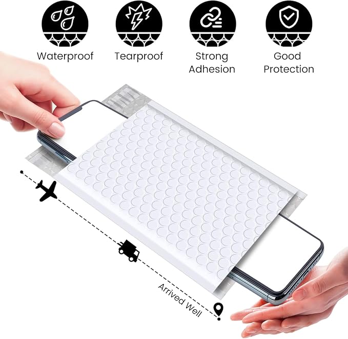 Fuxury Bubble Mailers 4x8 Inch White 200 Pack Padded Envelopes Usable Size 4x7" Thick Mailing Envelopes Bubble Opaque Padded Mailers Shipping Bags for Mailing Jewelry Makeup Small Business#000