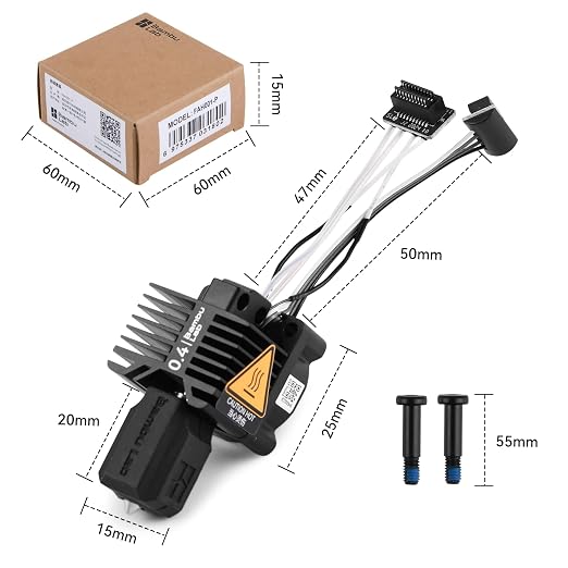 Bamboo Lab P1P, P1S Hotend Complete Kit for P1 Series 3D Printer, Full Assembly Hardened Steel Hot End with Fan, Thermistor, Ceramic Heater, 0.4mm Nozzle, and Extruder Heating Block Replacement