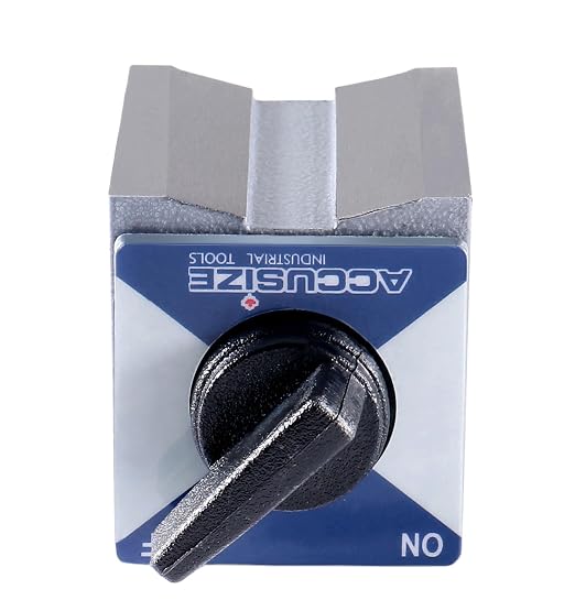 Accusize Magnetic Base, 176 lb Pull, 6010-0121 | On/Off Switch, V-Groove Bottom, M8 x 1.25 mm Tapped Hole, 2.362" x 1.968" x 2.165"