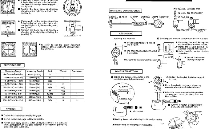 Dial Bore Gauge Set 2-6 Inch (50-160mm), 0.001" Accuracy Cylinder Bore Gauge with Dial Indicator, Engine Cylinder Measuring Tool with Extension Rods for Engine Rebuild and Machinists