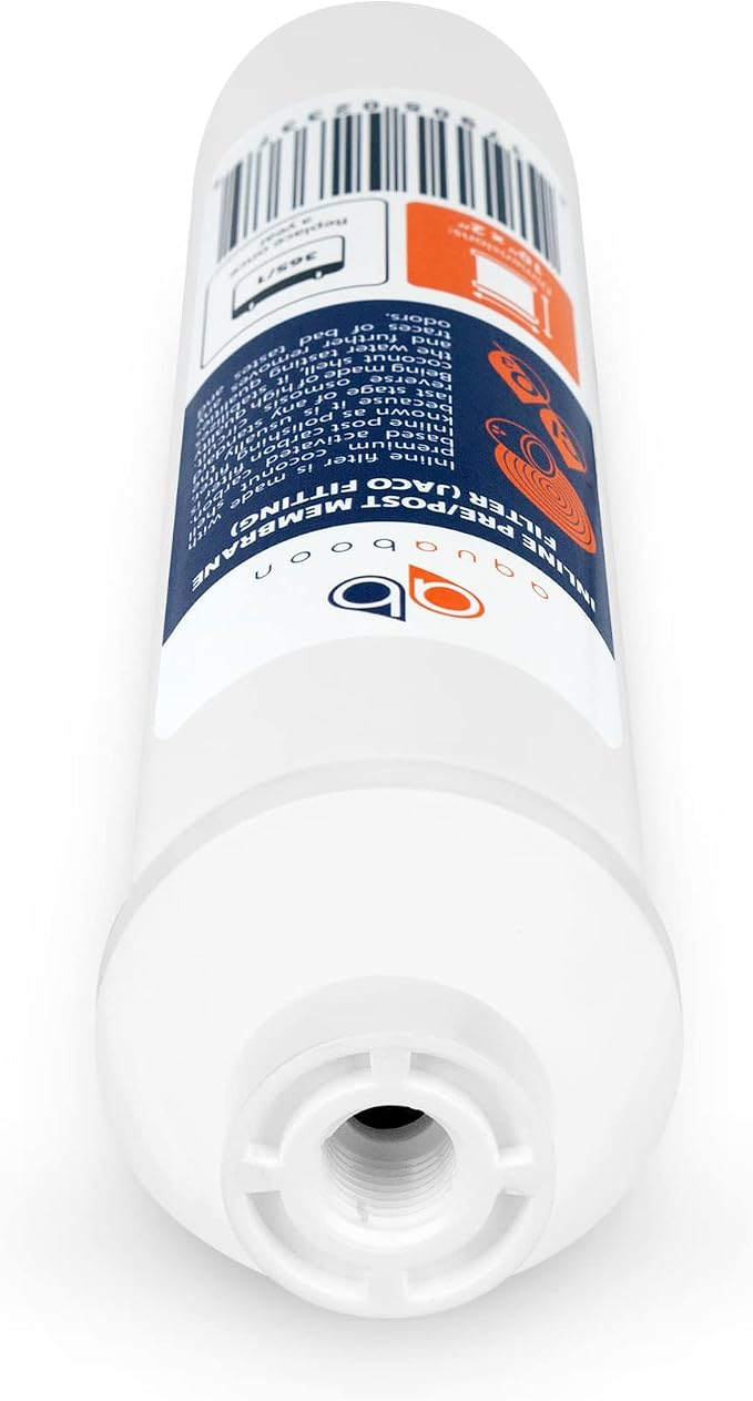 Aquaboon Inline Water Filter for Refrigerator 12-Pack of Inline Post/Carbon Polishing Water Filter Catridge for Reverse Osmosis System Standard Size (Jaco fitting)