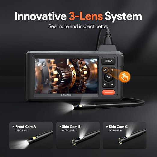 DEPSTECH DS650 10FT Dual Lens Articulating Endoscope & DEPSTECH DS620 Triple Lens 50ft Sewer Camera