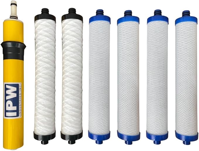 IPW Industries Inc. | Annual Water Filter Set for Hydrotech 41400008/41400009 Reverse Osmosis Systems – Carbon Block, Sediment Filters & RO Membrane