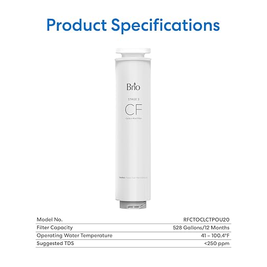 Brio RFCTOCLCTPOU20 (CF Carbon Rod Filter Replacement) for Brio Q20 Series 3 Stage Reverse Osmosis Countertop Water Dispenser Model: CLCTPOU20VURO3 | NSF Certified