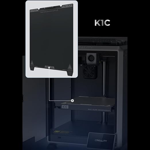 Creality K1C Smooth PEI Build Plate Kit, 3D Printer Heat and Wear Resistance Smooth PEI Spring Steel Plateform Print Bed with Wipe Nozzle Design for K1C, K1 SE
