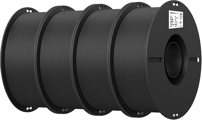 Creality PLA Filament 1.75mm Bundle 4KG, High Precision +/-0.02mm 3D Printer Filament, Consistent Extrusion, Smooth Printing, 4 Pack 1KG Spool,Fits for Most FDM 3D Printers(Black*4)